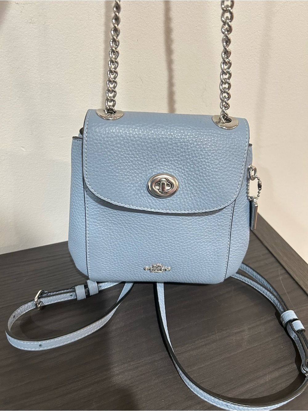 Coach Cornflower Blue Convertible Leather Micro Backpack Style#C5677 EUC - Picture 6 of 15